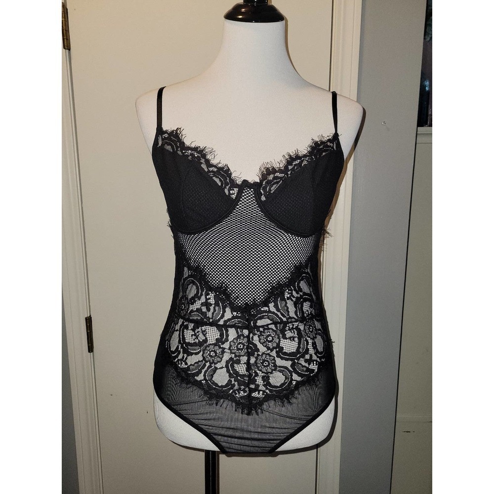 NWOT Black Sheer Lace lingerie Body Suit size large
